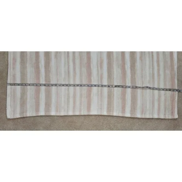 DKNY Pink White Tan Striped Blanket Throw Soft Fleece 50x60